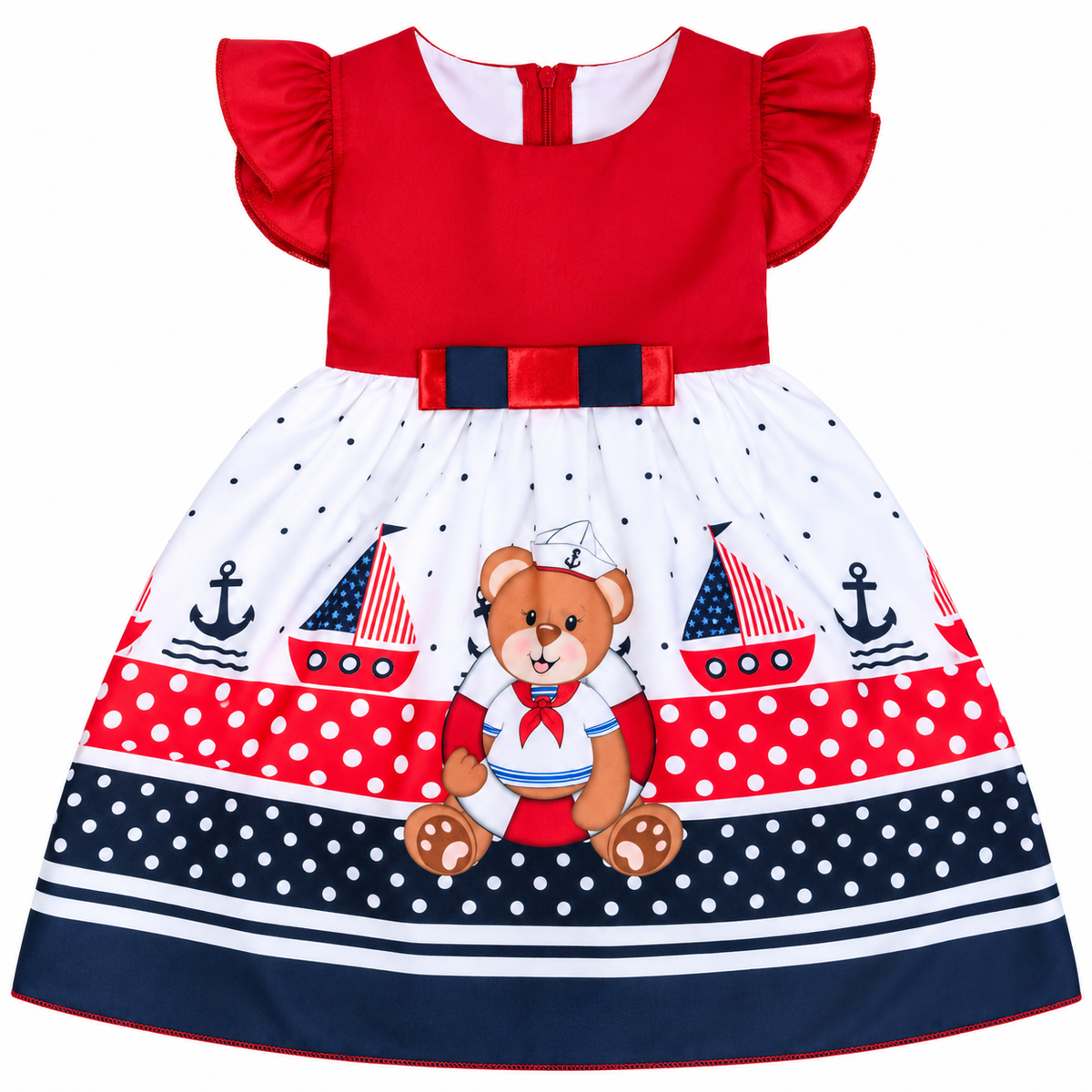 Vestido Marinero Osito Rojo