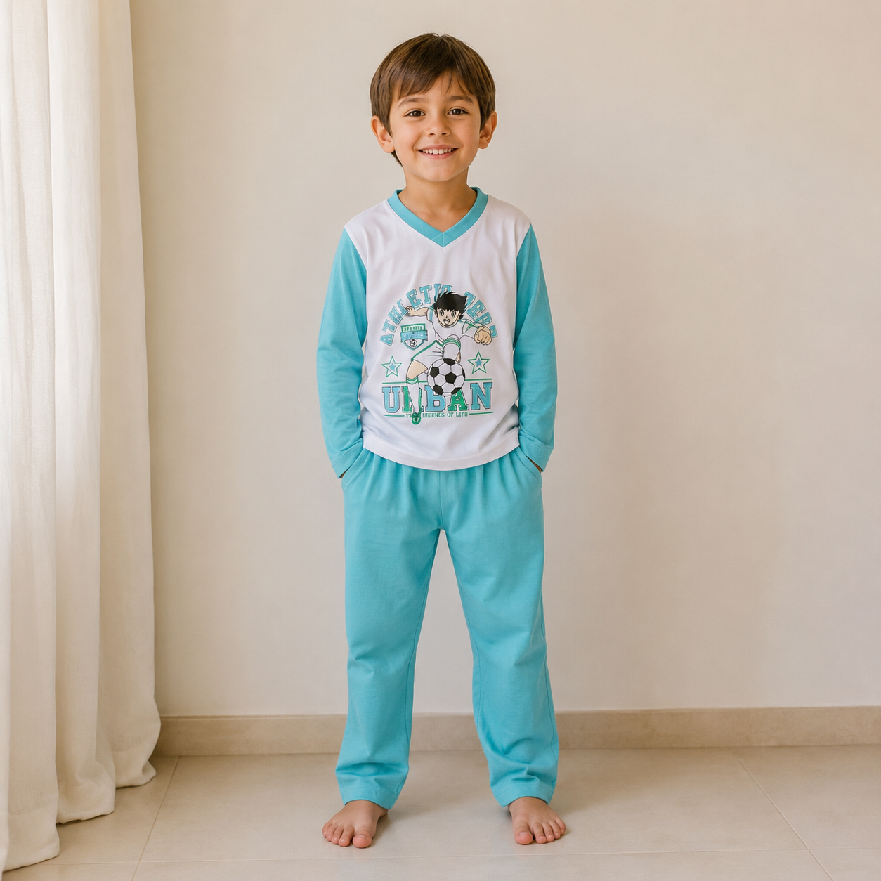 Pijama Infantil Fútbol Aqua