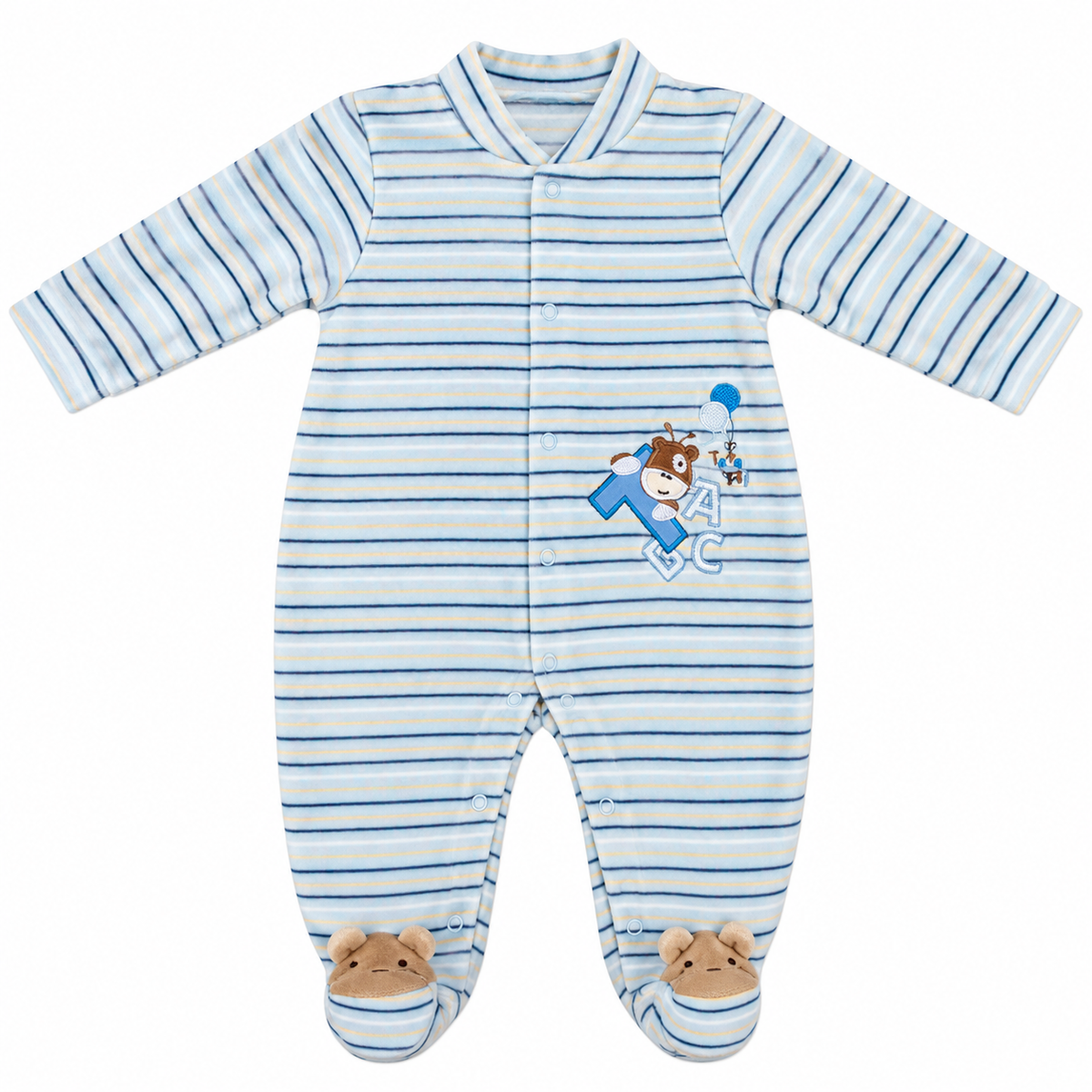 Pijama termica enteriza Rayas Celeste Osito