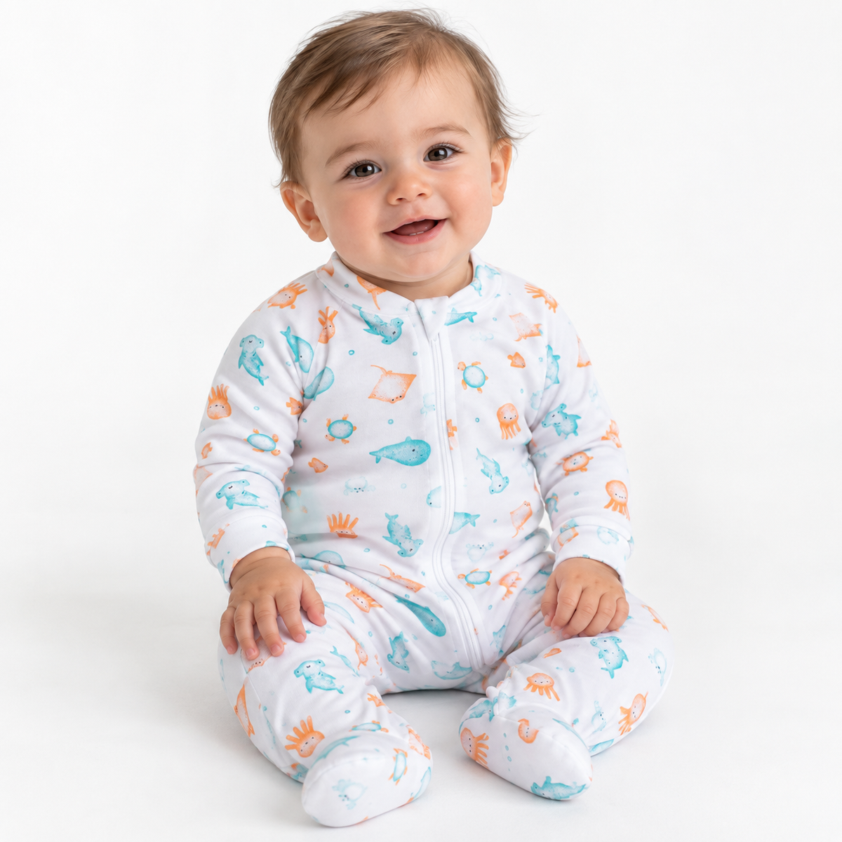 Enterizo Bebé Blanco con Estampado Marino