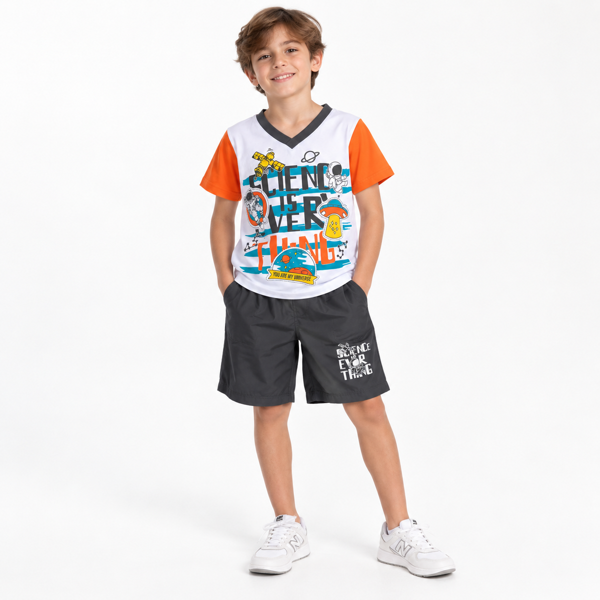 Conjunto Espacial Naranja y Gris
