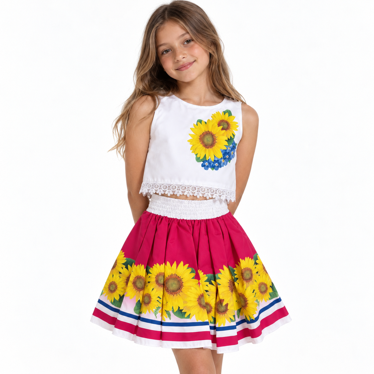 Conjunto Girasoles Fucsia