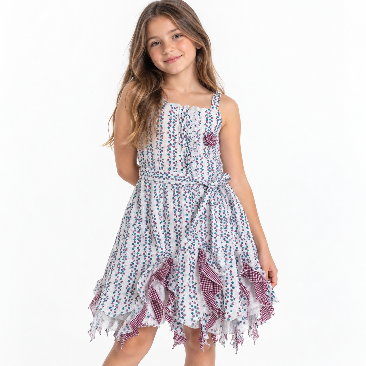 Vestido con Volantes Gingham