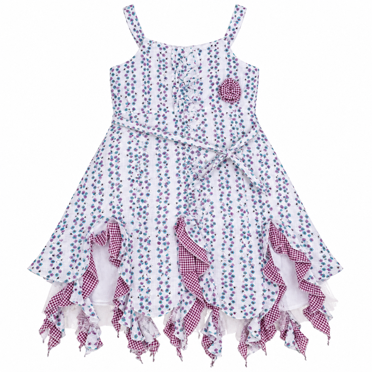 Vestido con Volantes Gingham