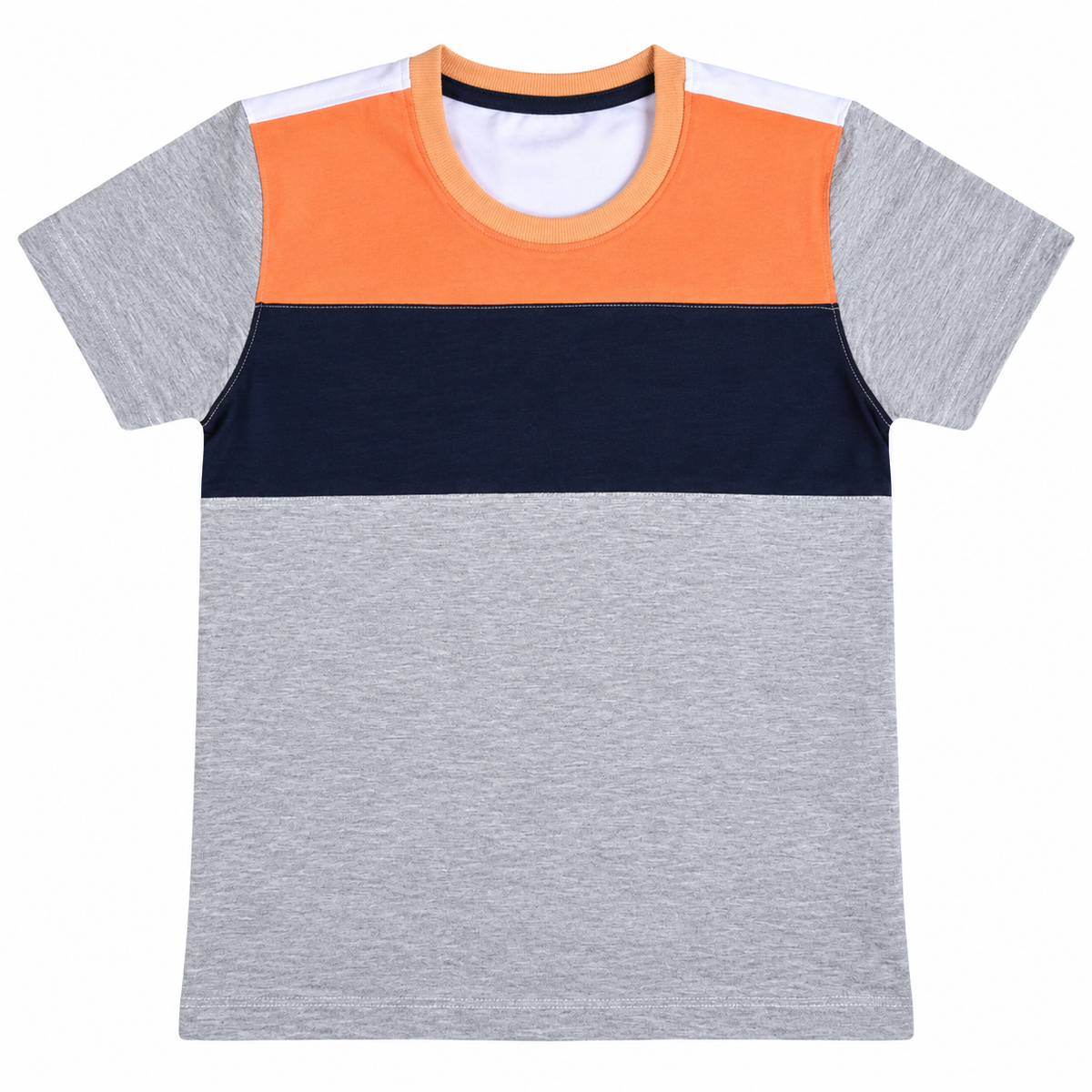 Camiseta Tricolor Gris Naranja y Azul