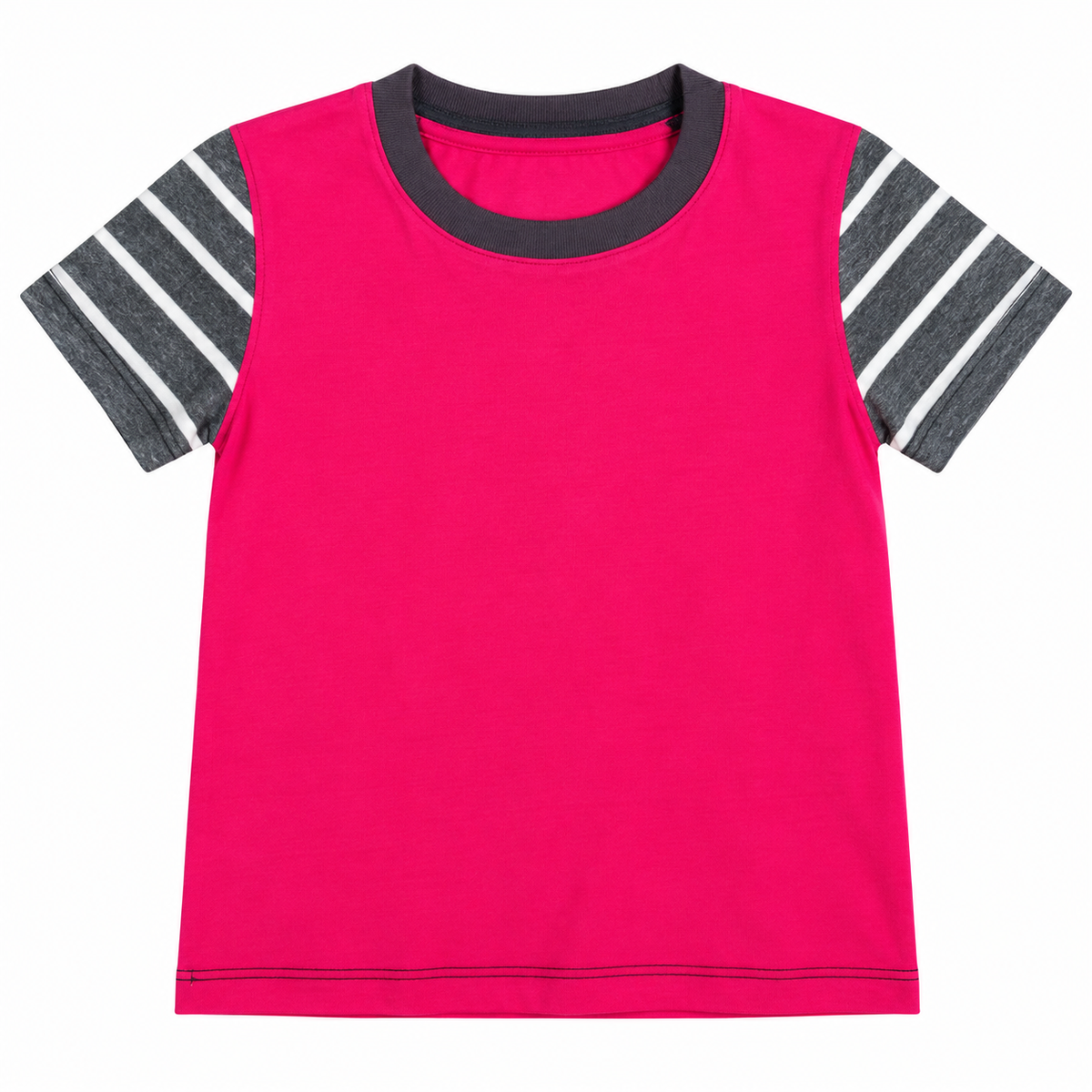 Camiseta Fucsia con Mangas Rayadas