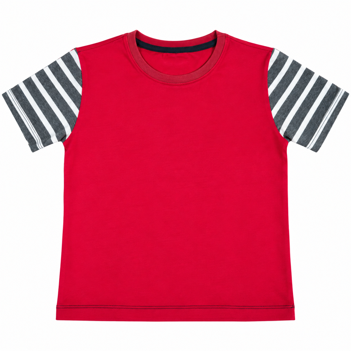 Camiseta Roja con Mangas Rayadas