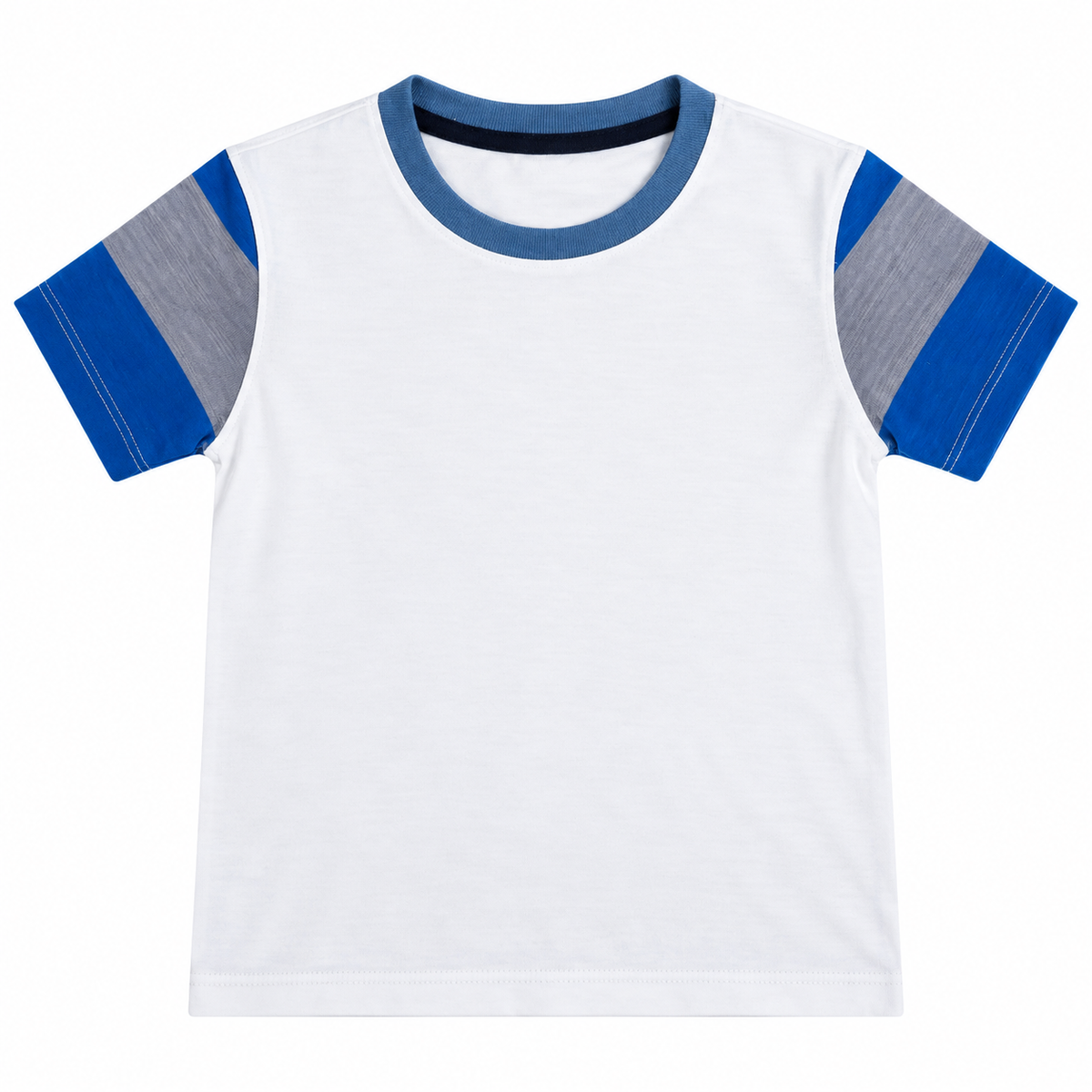 Camiseta Blanca con Mangas Azules