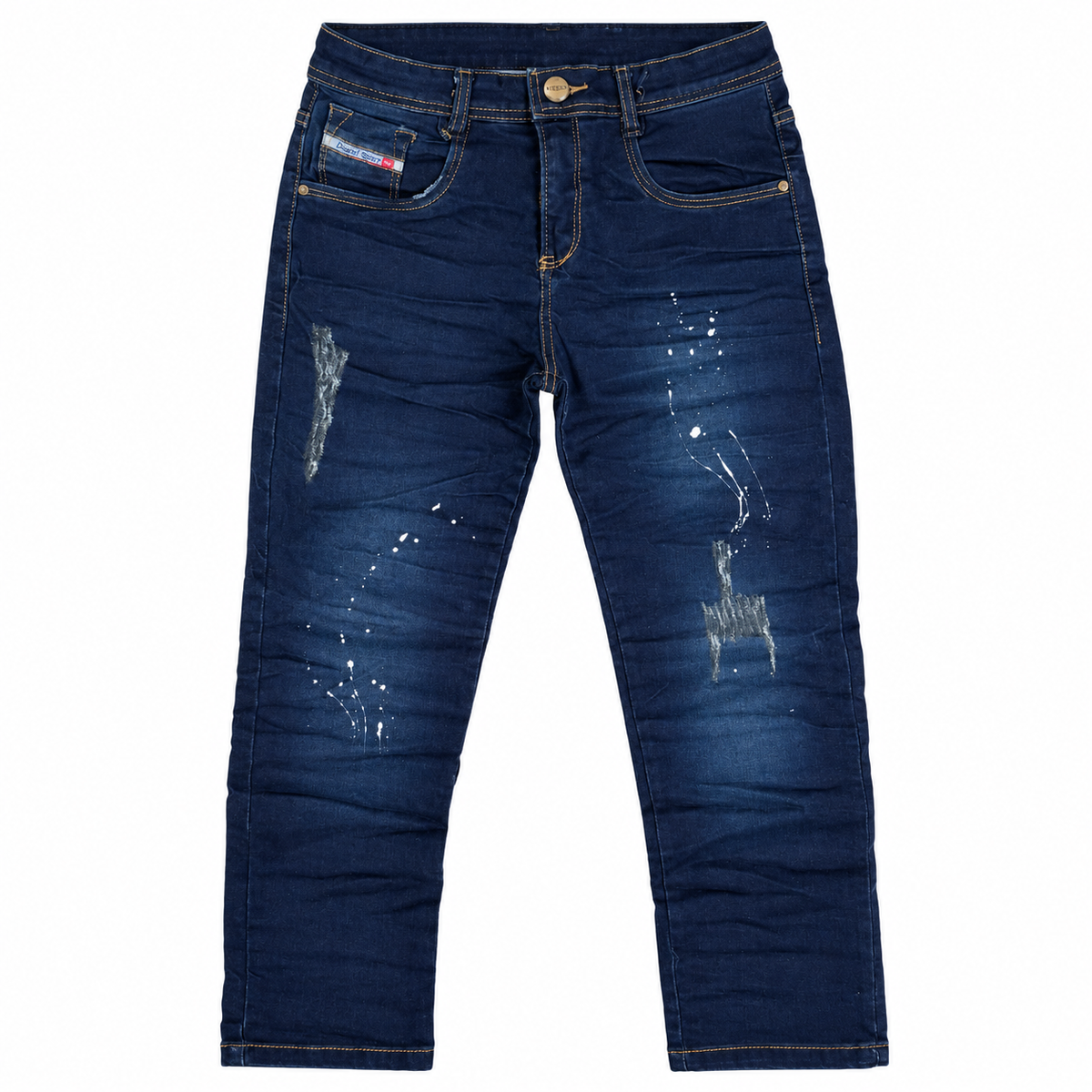 Jeans Azul Oscuro con Detalles Desgastados