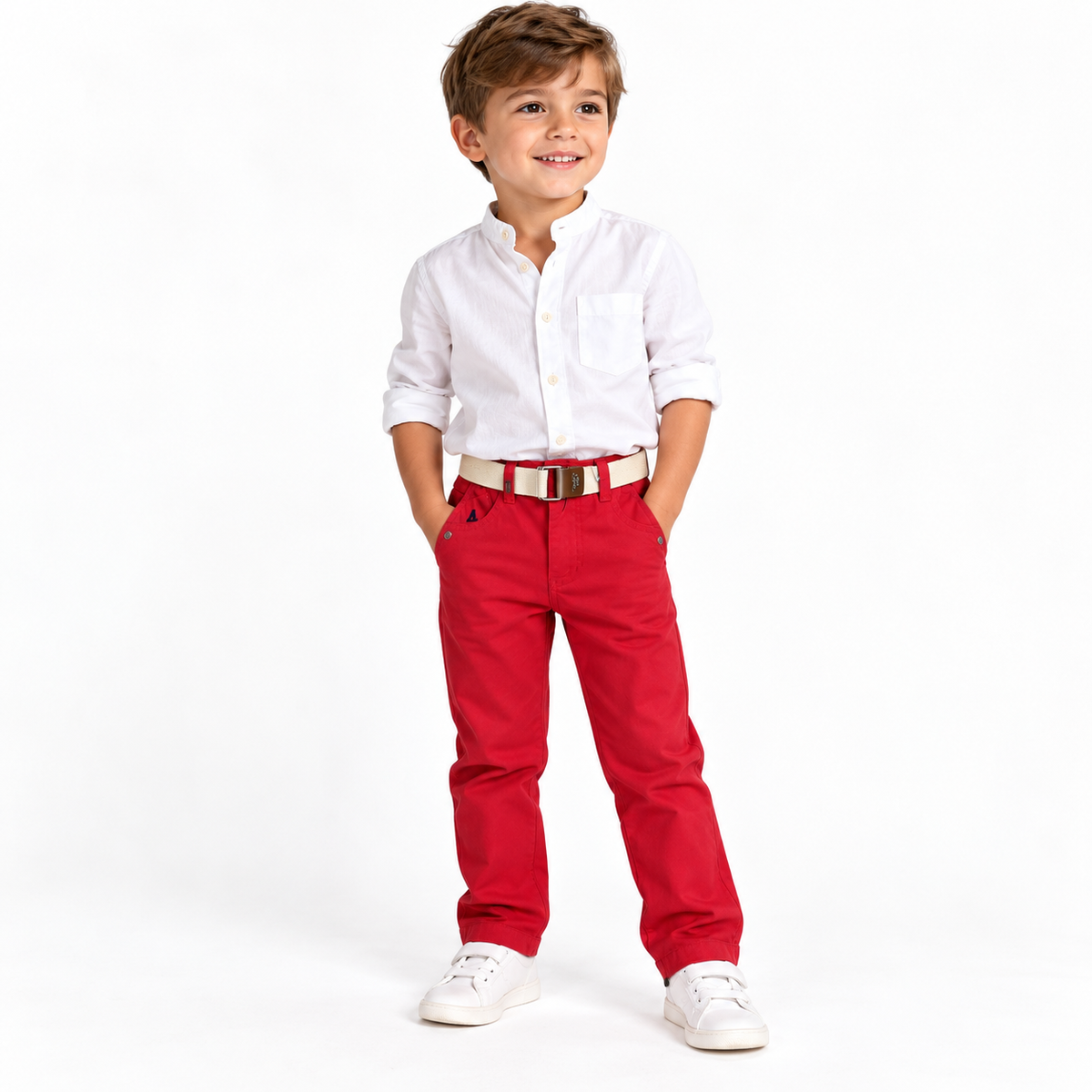 Pantalón Rojo con Cinturón