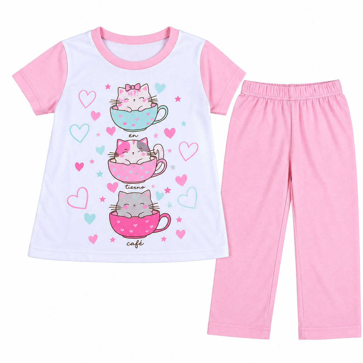 Pijama Gatos Rosa