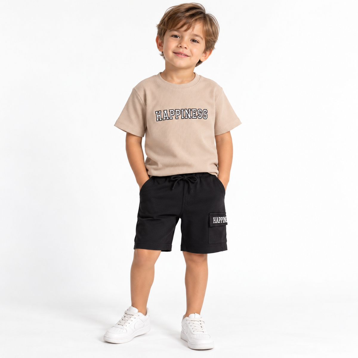 Conjunto Happiness Beige y Negro