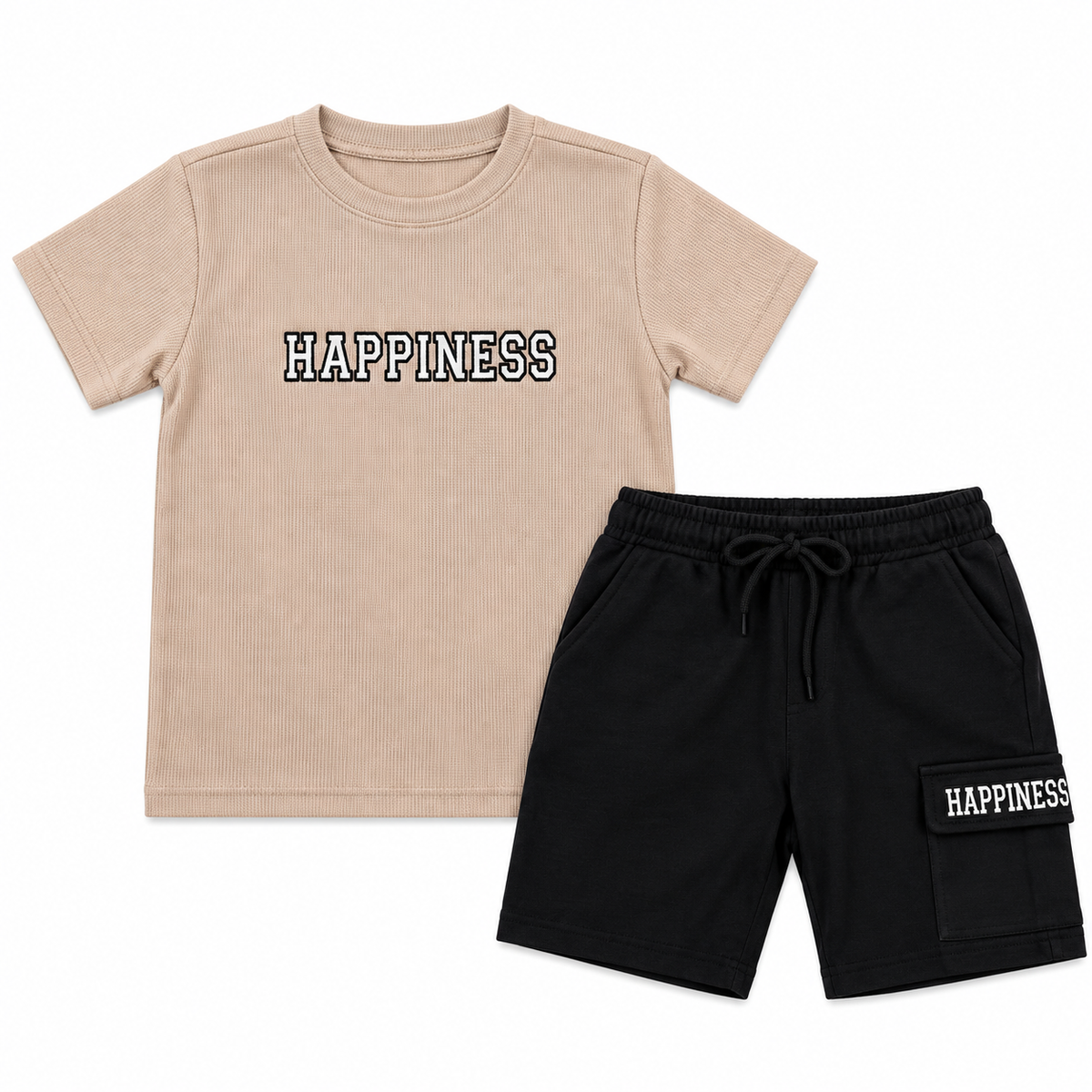 Conjunto Happiness Beige y Negro