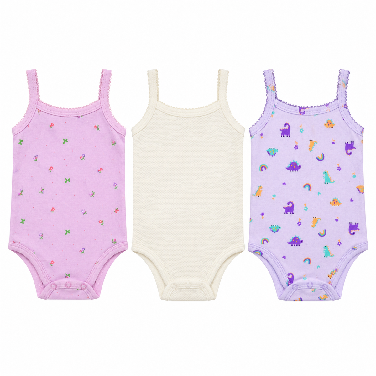 Set x 3 Mameluco Floral Rosado