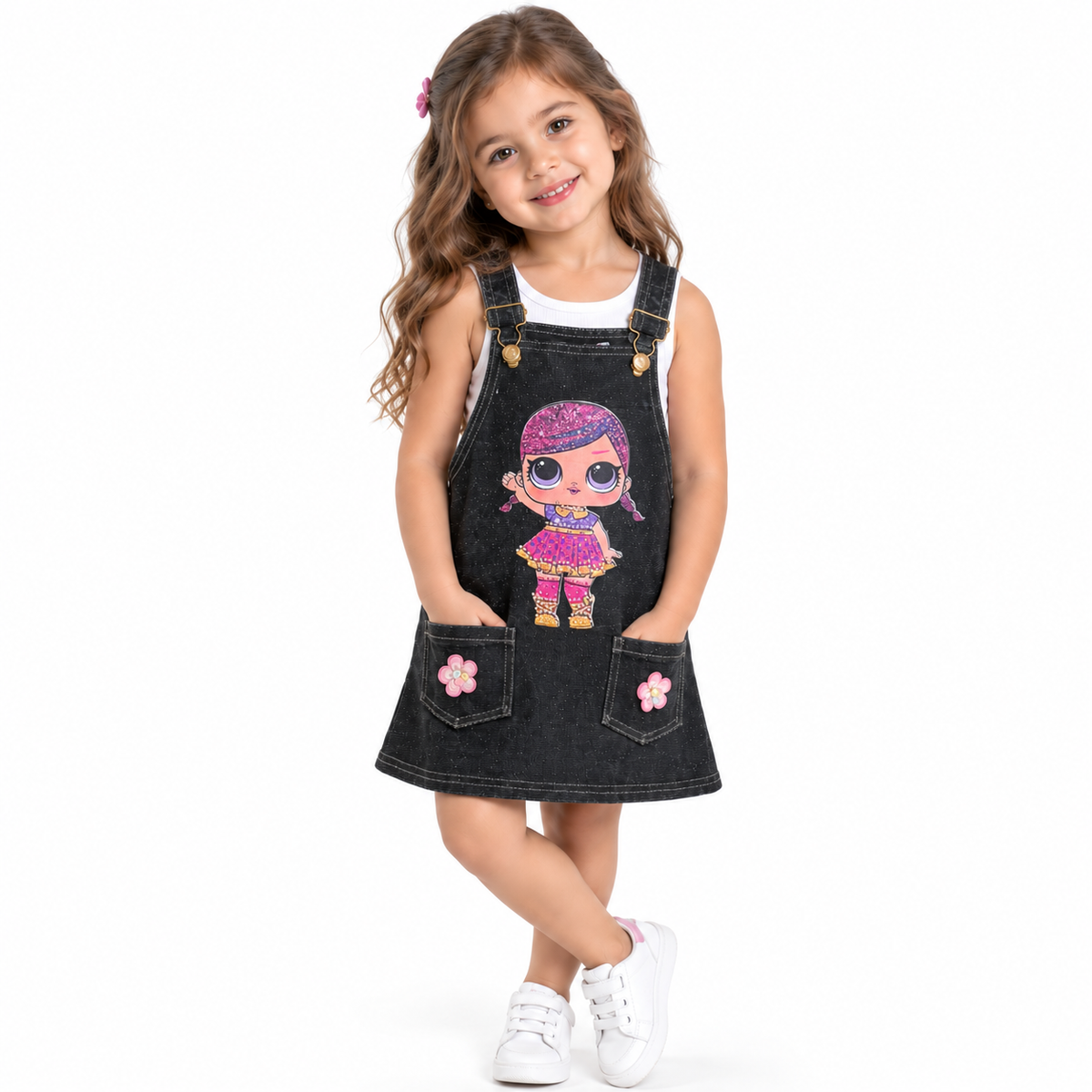 Jardinera Denim Negra con Muñeca (Solo Jardinera)
