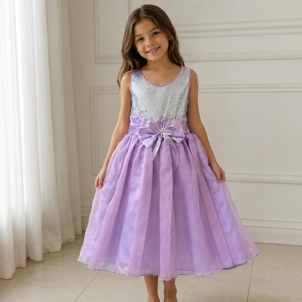 VESTIDO TUL MORADO LENTEJUELAS