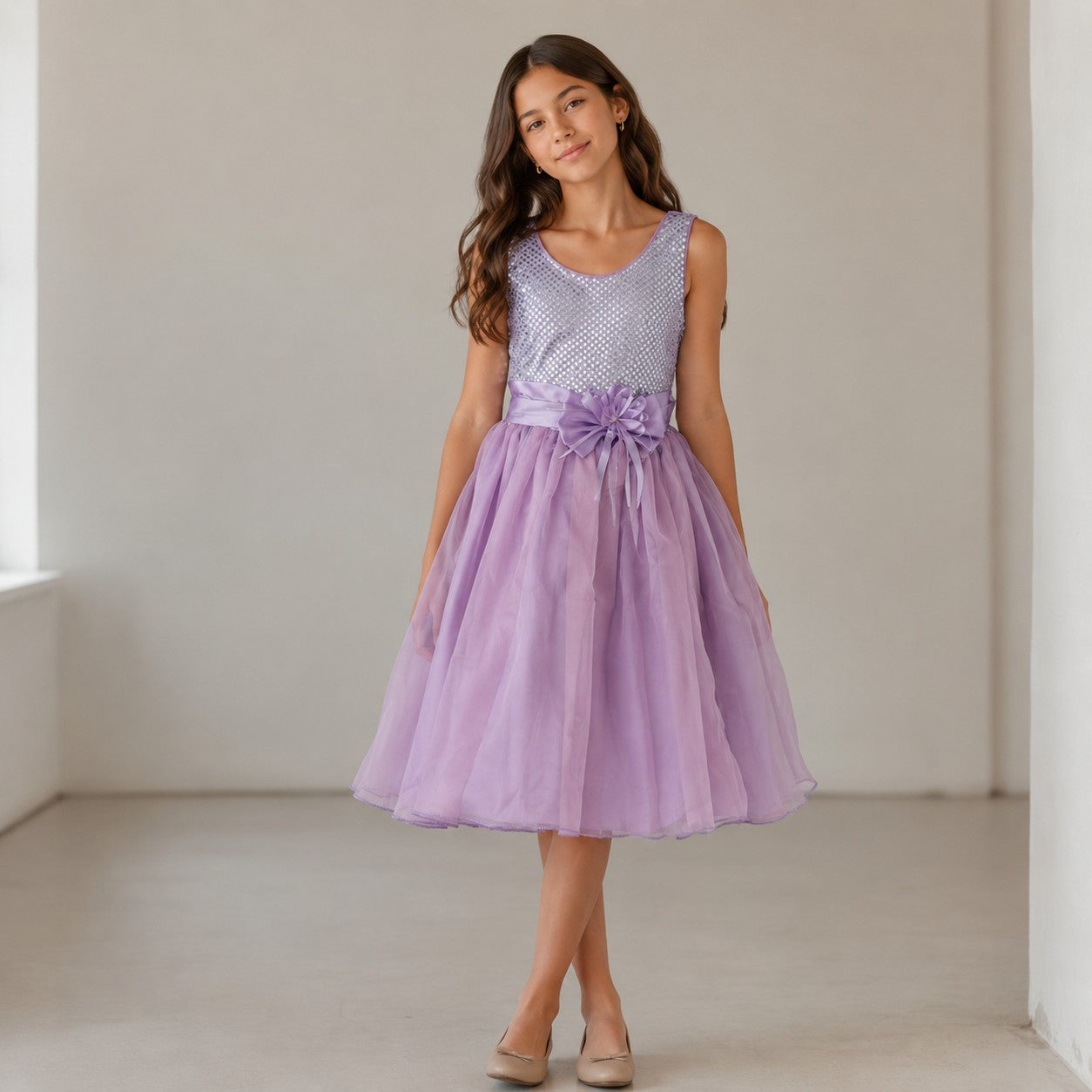 VESTIDO TUL MORADO LENTEJUELAS