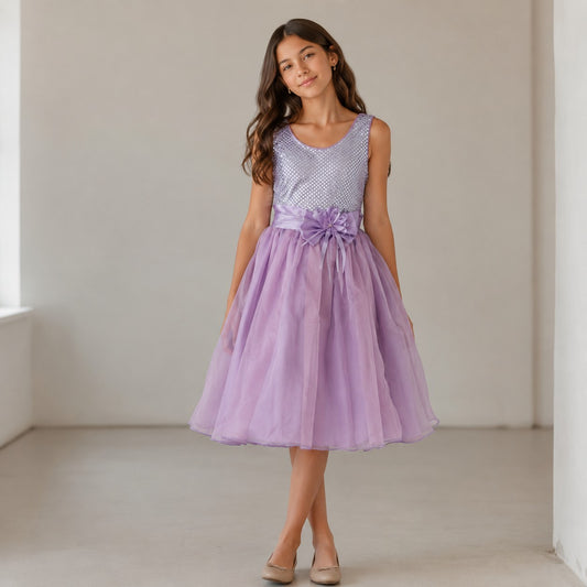 VESTIDO TUL MORADO LENTEJUELAS