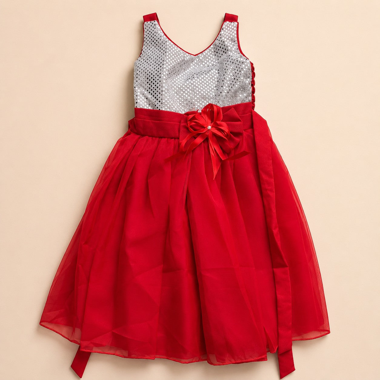 VESTIDO TUL ROJO LENTEJUELAS