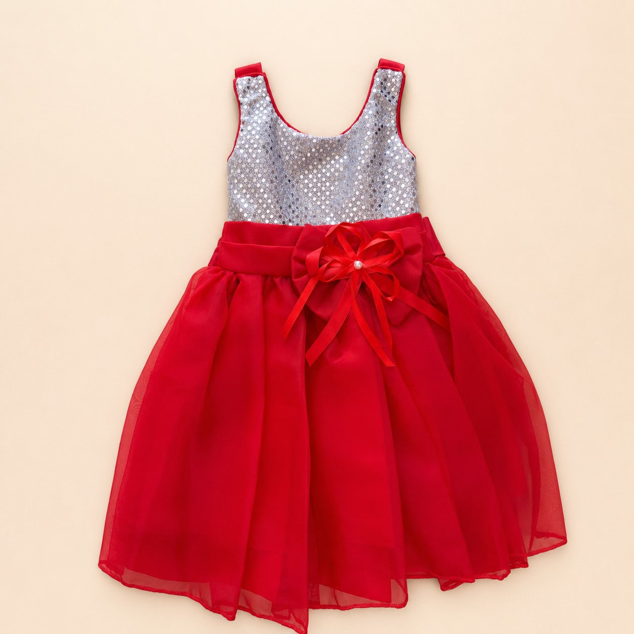 Vestido Fiesta Rojo Brillo