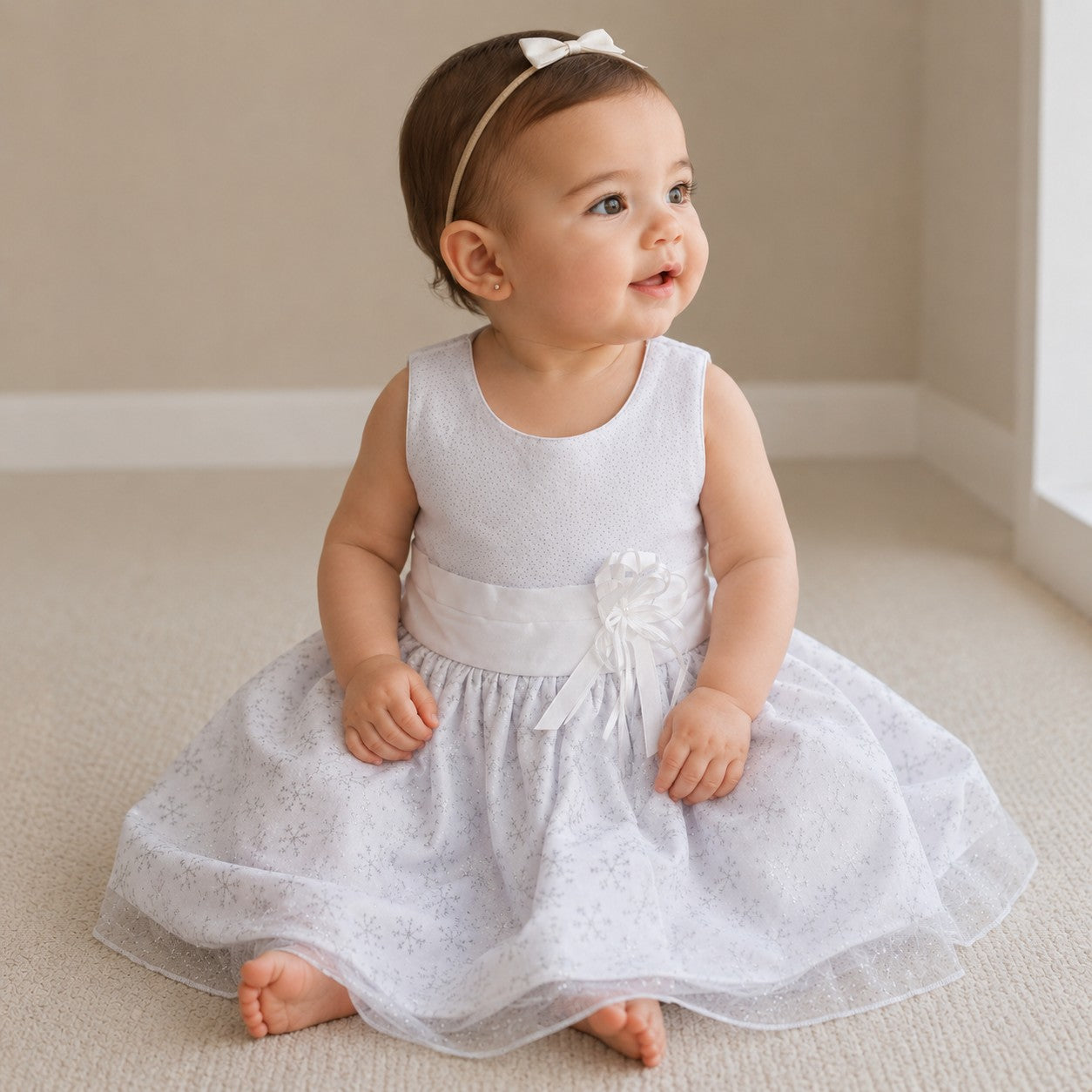 VESTIDO TUL BLANCO BRILLOS