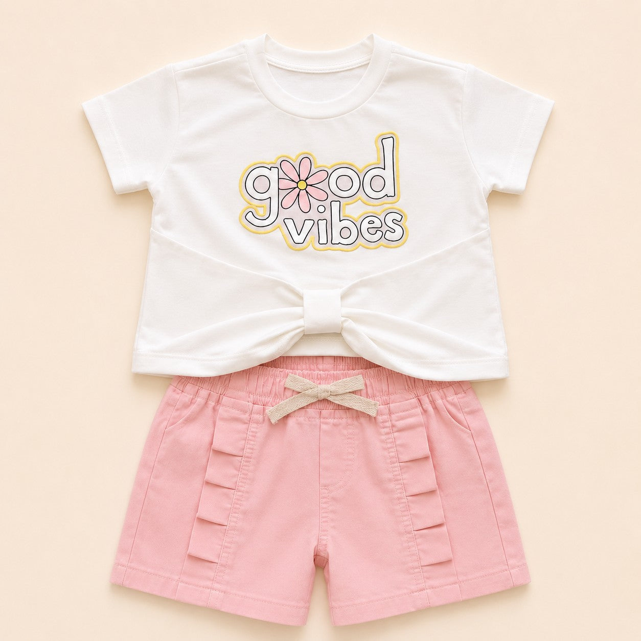 CONJUNTO BLUSA GOOD VIBES Y SHORT AZUL