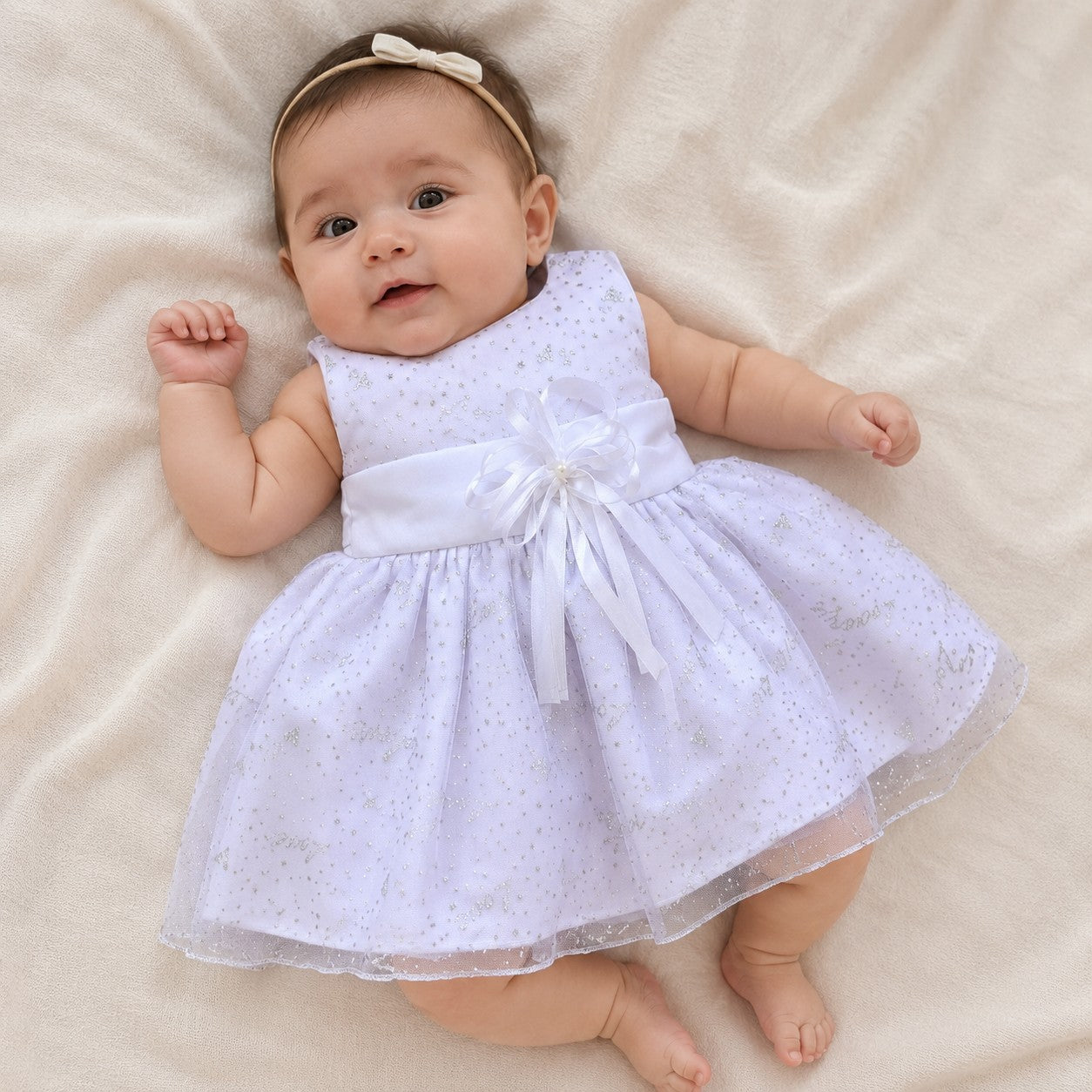 Vestido Princesa Brillo Blanco