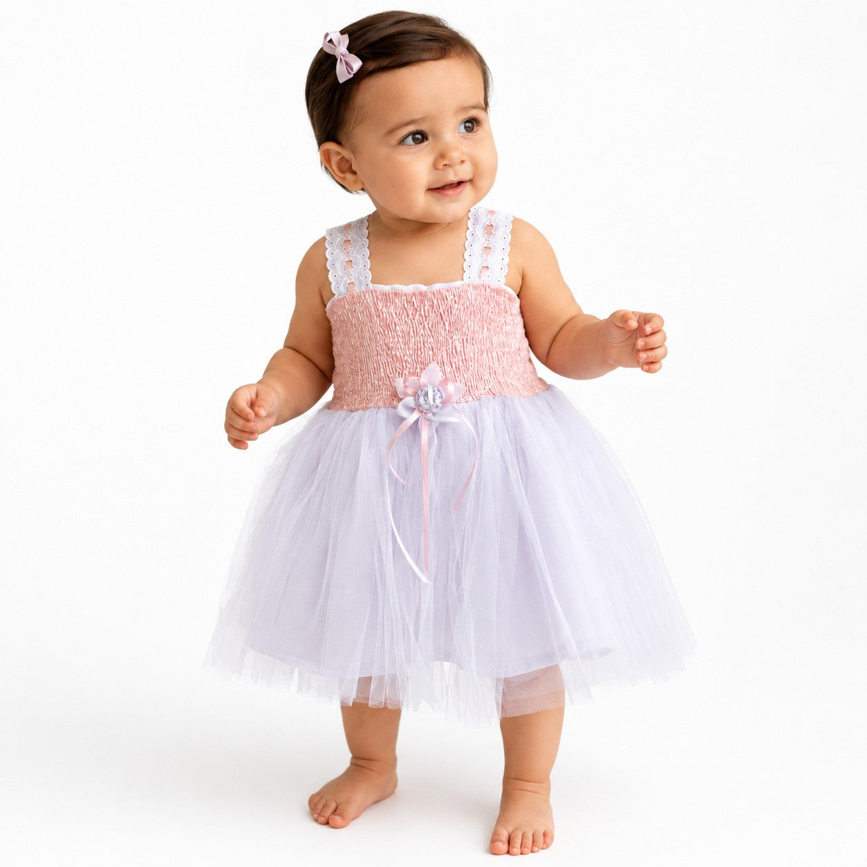 Vestido Tul Durazno Bebé