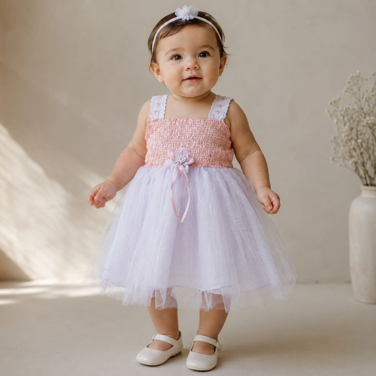 Vestido Tul Durazno Bebé