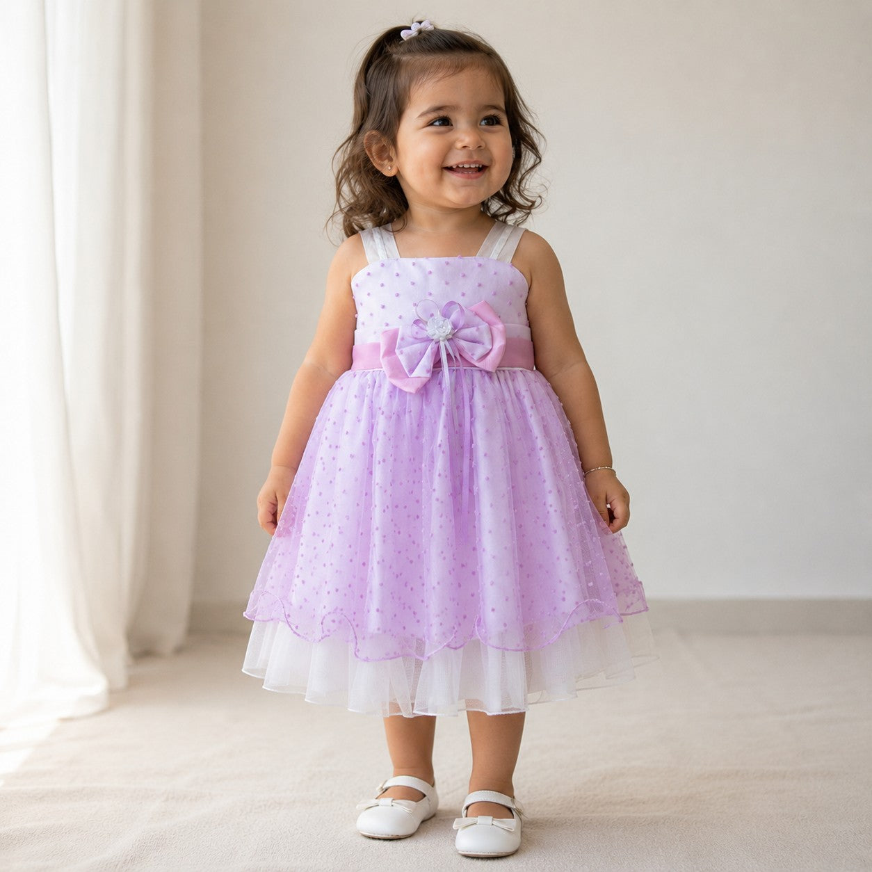 Vestido Tul Lila Moño