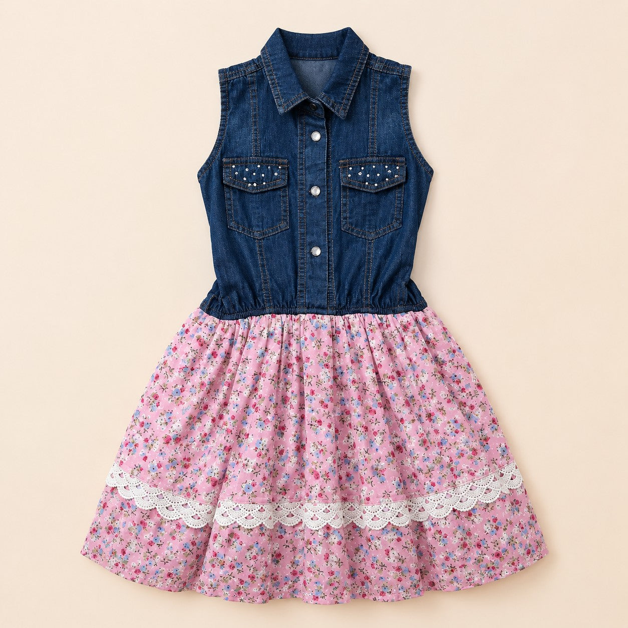 VESTIDO BLUSA JEAN Y FLORES