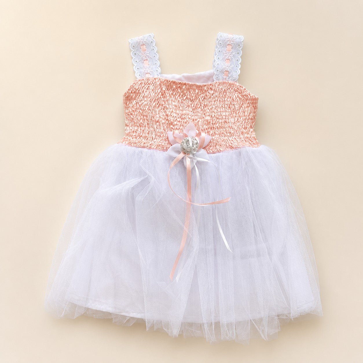 Vestido Tul Durazno Bebé